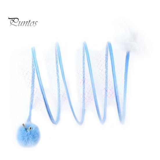 Soft with Feather Interactive Toy Foldable Tunnel Kitten Tunnel Teaser Cat Channel Tube Pet Toy