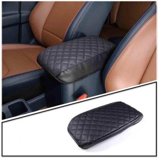 Black PU Leather Armrest Pad Cover Center Console Box For Ford Maverick -23