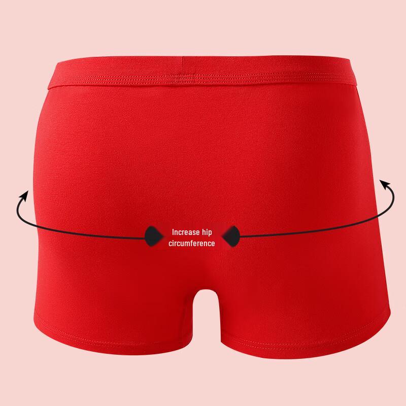 Langsha Men's Lucky Red Plus Size Cotton Antibacterial Boxer Briefs 3-Pack