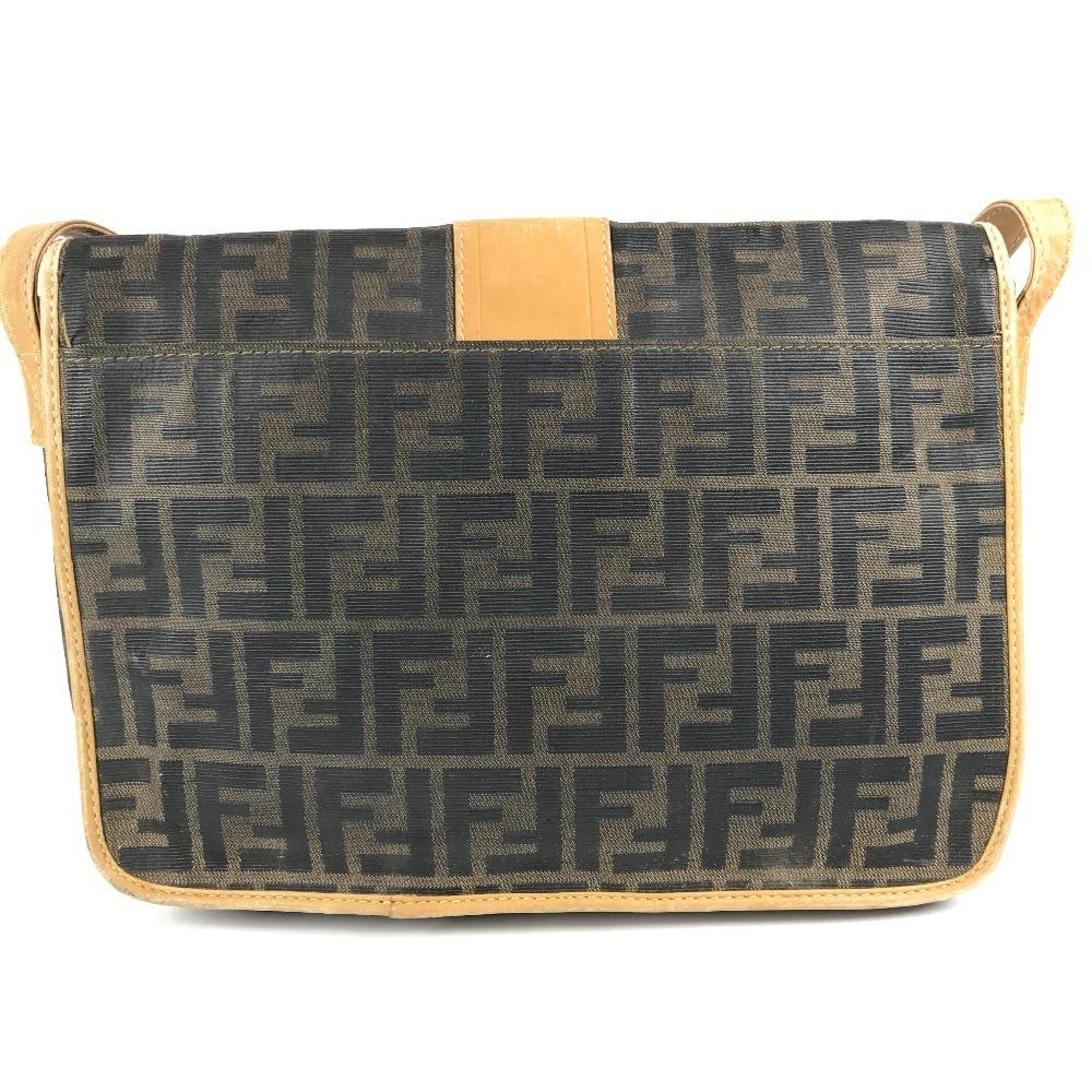 Fendi Vintage Zucca Logo Bag Flap Crossbody Shoulder Bag PVC/Leather Brown