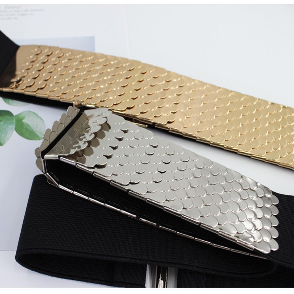 Women Fish Scale Texture Wide Waist Belt Elegant Elastic Rope Universal Waist Belt Women Dress Shirt Wide Waist Corset