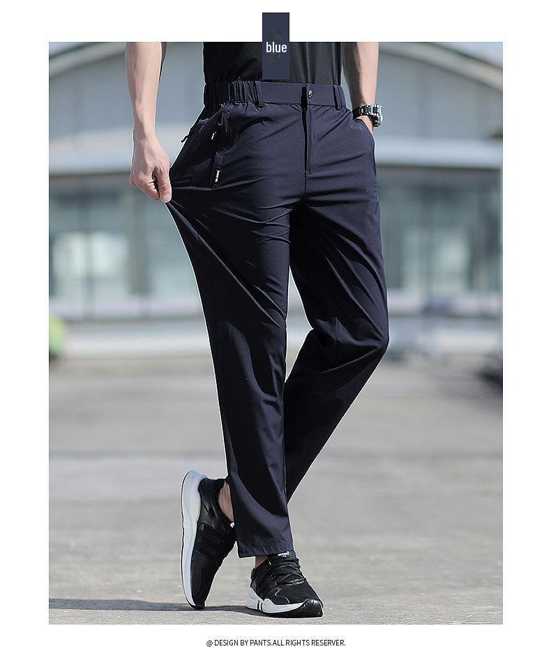 Men's Summer Quick-Dry Stretch Casual Outdoor Pants - Loose Fit, Large Size, Straight Leg Trousers