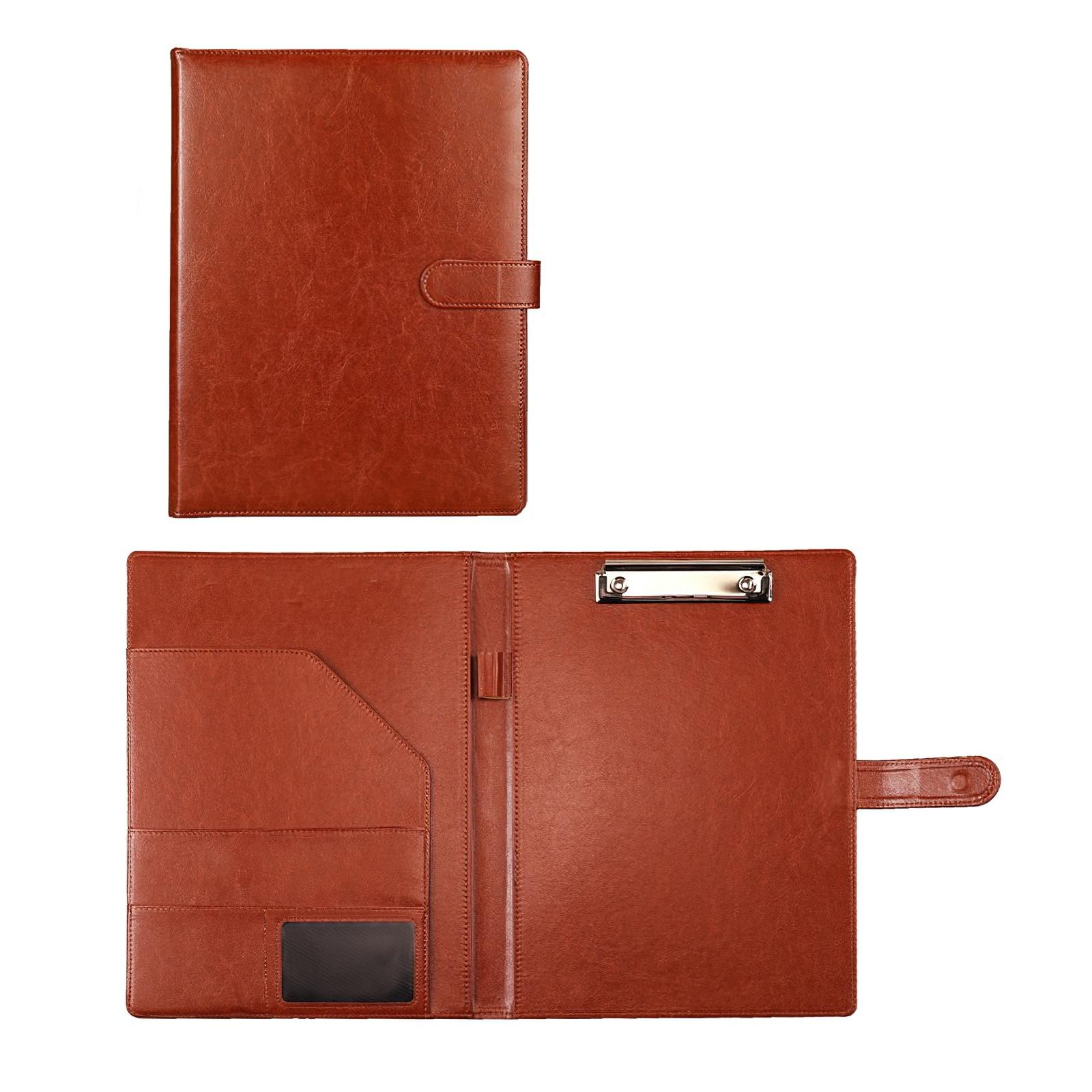 

Faux Leather Professional Padfolio with Clipboard - Portfolio Folder Binder for Legal Pad Resume Interview Business Holder A7824 коричневий