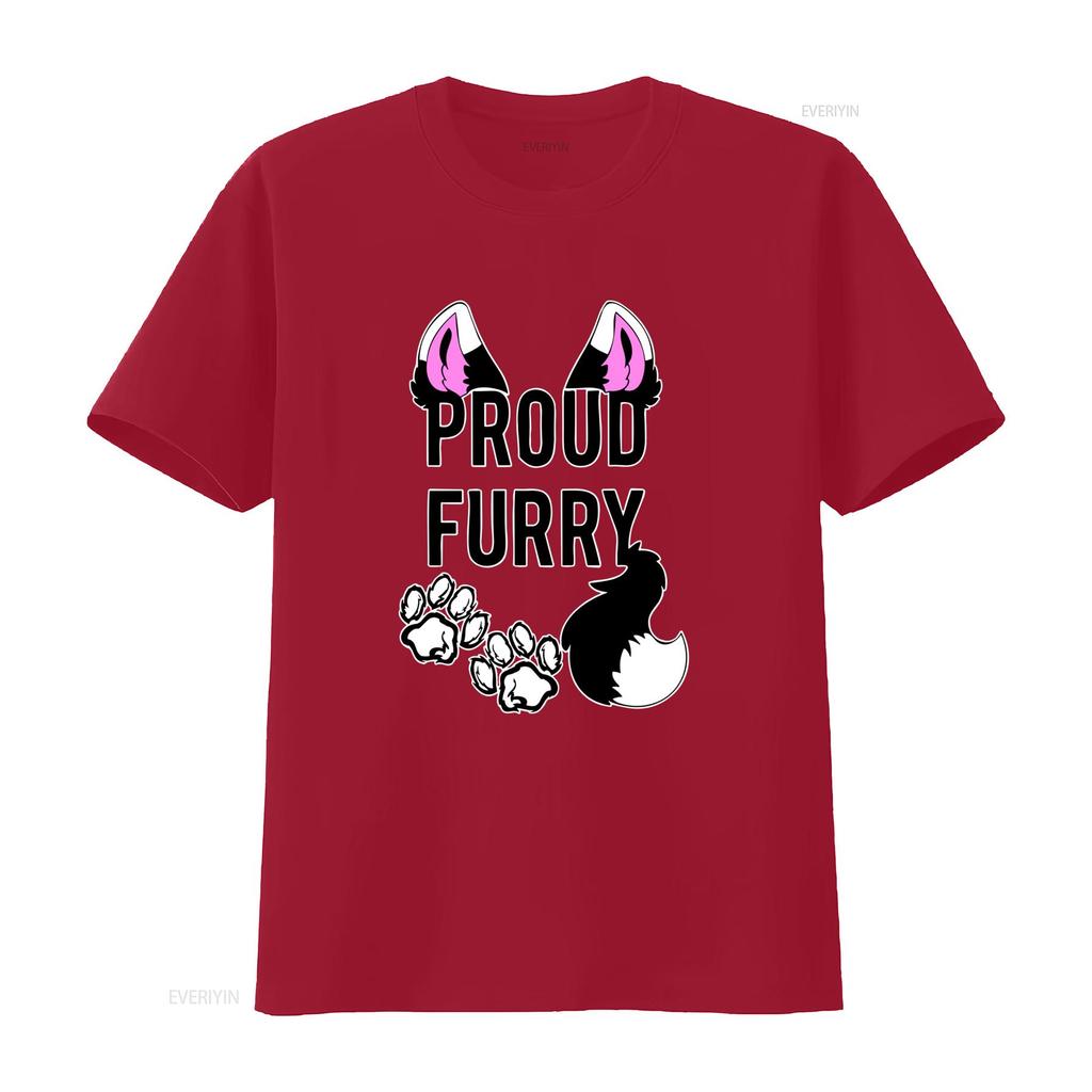 Streetwear Proud Furry Wolf Ear Paw Print Casual T Shirt Vintage Washed Homme Fashion Stretched Streetwear Designer Clothes