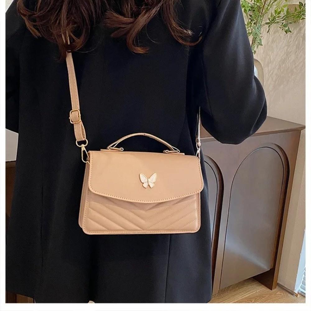 Fashion Pure Color Women's Handbag PU Large Capacity Crossbody Bag Square Bag