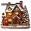 Durable Decorative Accents Christmas Glowing House Ornament, LED Wooden Tabletop Decor for DIY Craft Ornaments Holiday Village Display, Light Up Party