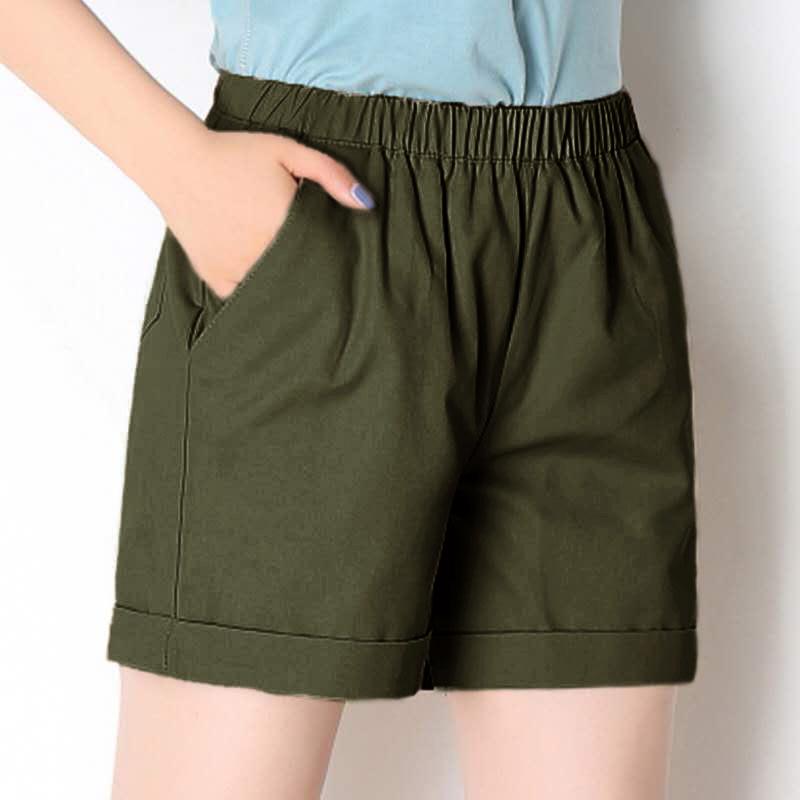 Women's Candy Color Elastic Waist Beach Shorts - Plus Size, Loose Fit, Wide Leg, Summer Home & Sports Cotton Leggings