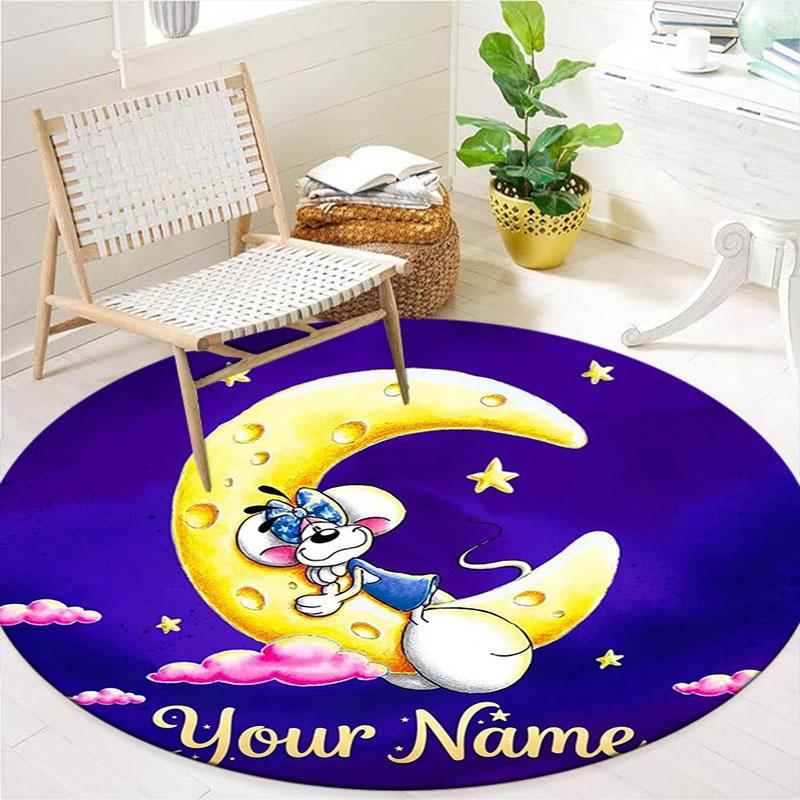 Diddl Custom Name Round Area Rug,Carpet Rug for Living Room Bedroom Sofa Playroom Decor,Non-slip Floor Mat