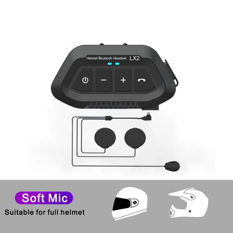 1200mAh Motorcycle Helmet Wireless Headset BT 5.0 Bluetooth Helmet Headset Voice Assistant Moto Earphone Motorbike Headphone