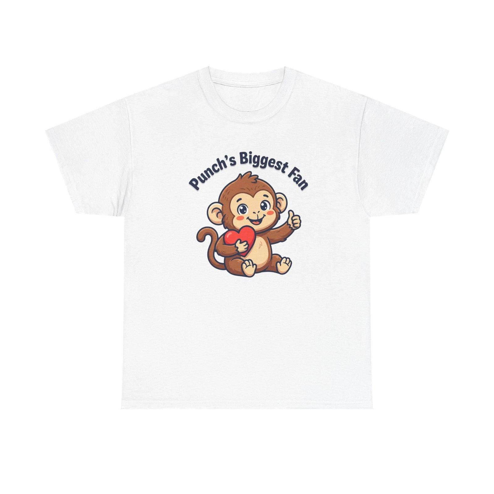 

Punch s Biggest Fan monkey holding heart T shirt | cute cartoon tee 3XL