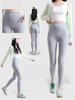 Women's Solid Color Ribbed Modal Cotton Yoga Leggings - Breathable, High Elastic, 9-Point Length for Spring and Autumn.