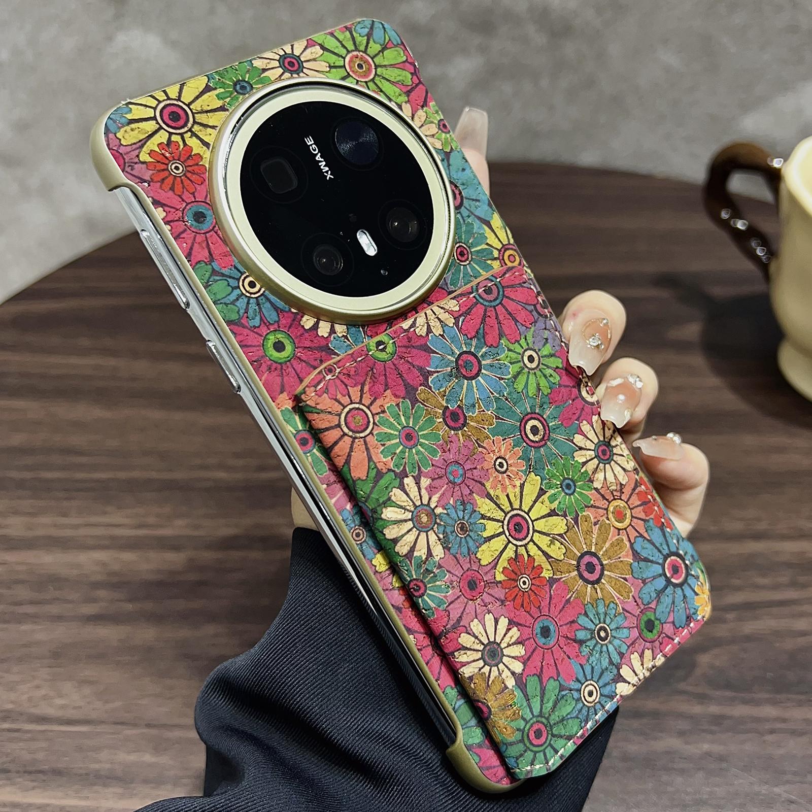 

For Huawei Mate 70 Case Compatible with MagSafe Pattern Print PU+PC Phone Cover with Card Holder Daisy