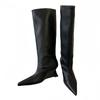 Fashion Liyke Herbst Winter Weiß Damen Kniehohe Stiefel Streetstyle Spitzzehe Niedrige Keilabsätze Damen Partyschuhe Lang Botas Mujer