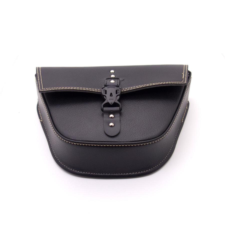Black Synthetic Leather Motorcycle Side Saddle Bag Luggage For Cafe Racer Custom