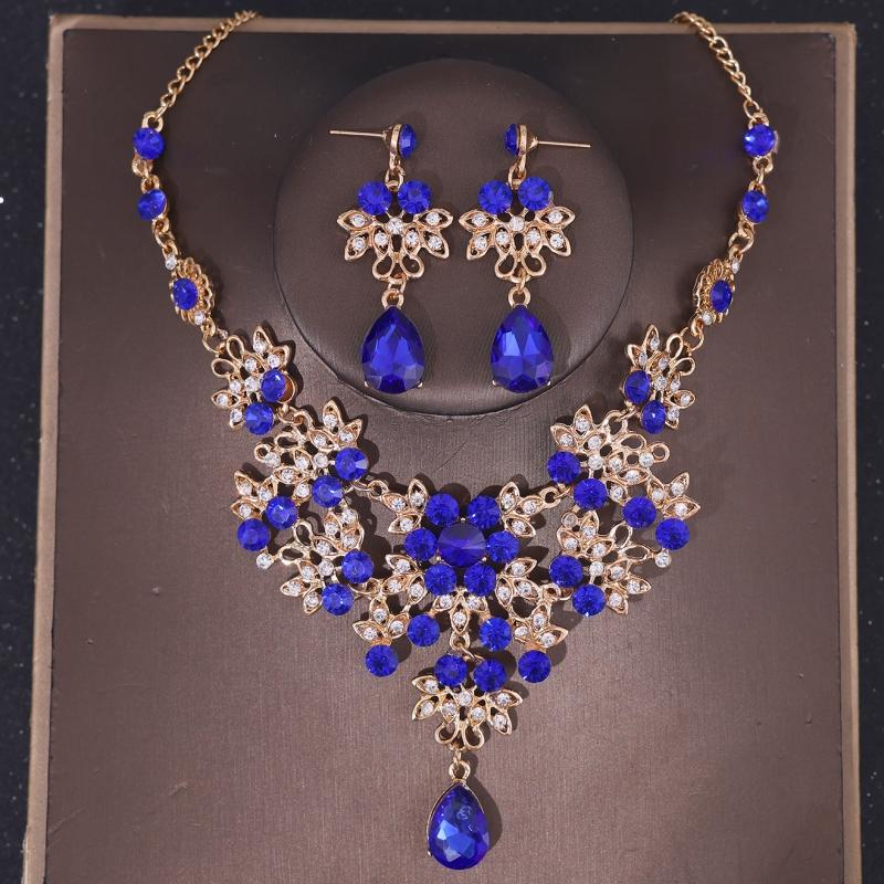 Luxus Kristall Krone Halskette Ohrring Set Strass Schmetterling Braut Schmuckset Braut Hochzeit Haarschmuck Schmuck Krone