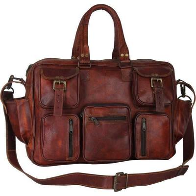 Bolsa de viagem noturna masculina de couro marrom vintage para academia durante a noite
