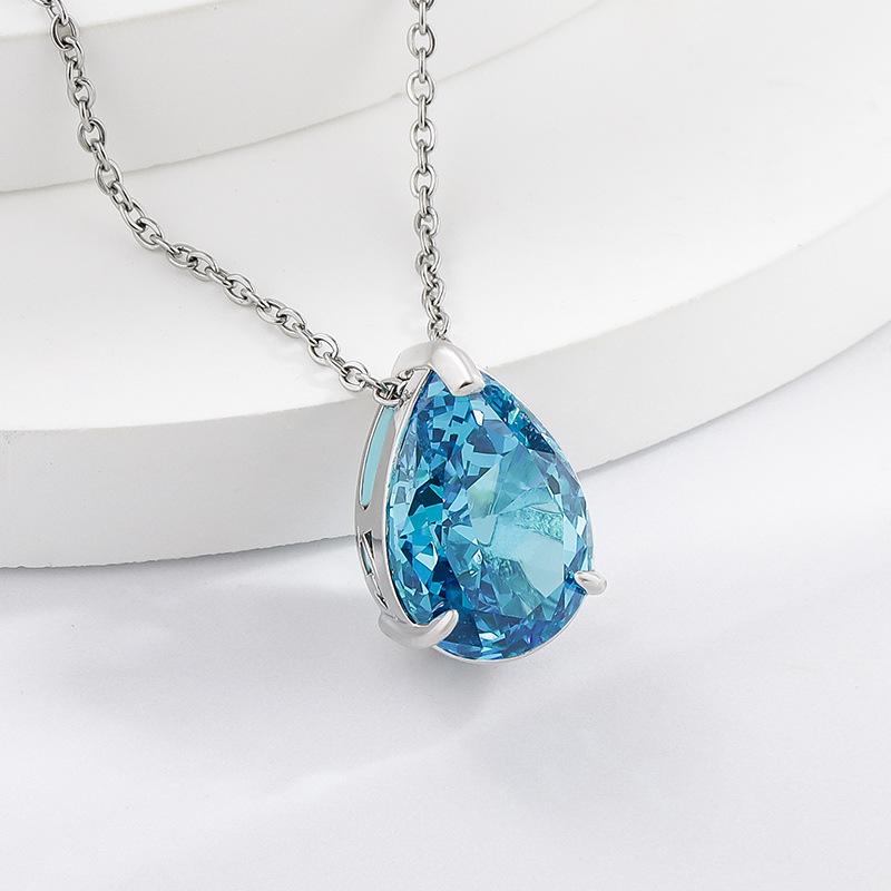 Caibao Ice Flower Cut High Carbon Diamond Pear Shaped Pendant Fashionable, Simple, Light Luxury Water Drop Necklace
