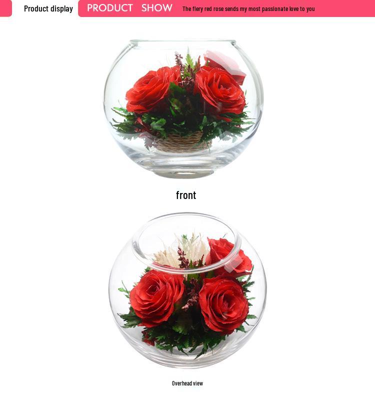 Thailand Red Rose Preserved Flower with Glass Cover – Valentine's and Christmas Gift