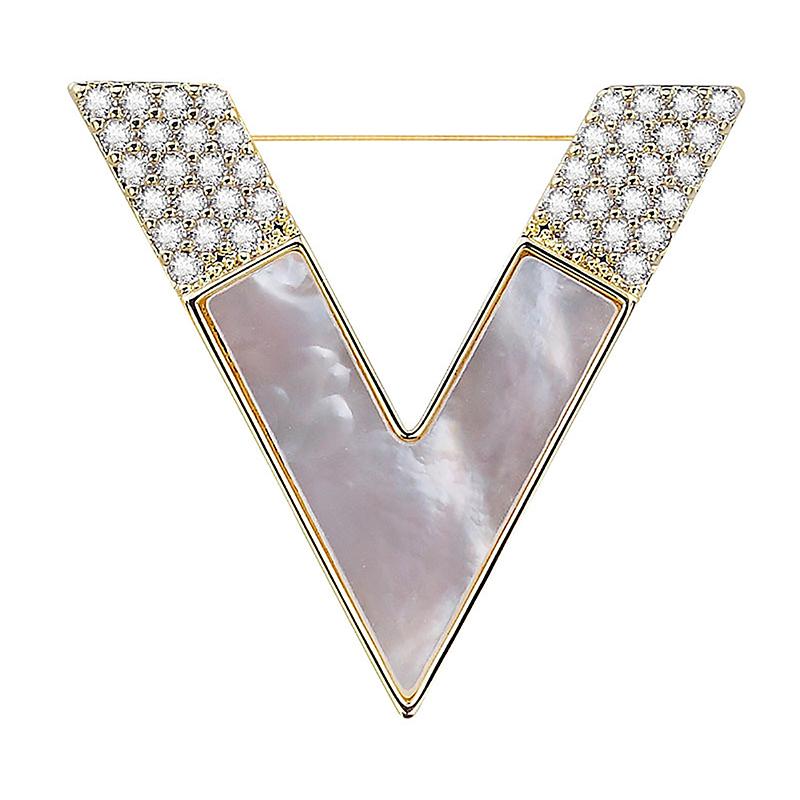 V Shaped Brooches For Women Metal Anti-Glare Lapel Pin Fixed Clothes Pins Sweater Coat Clothing Accessories