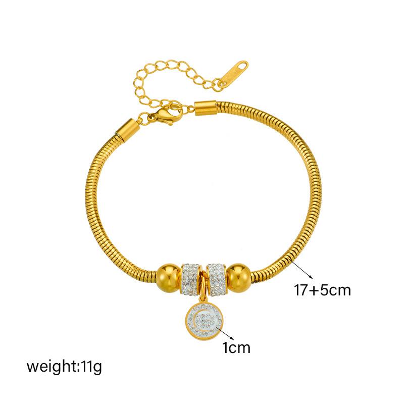 Gold Plated Snake Chain Bracelet with Zircon Charm