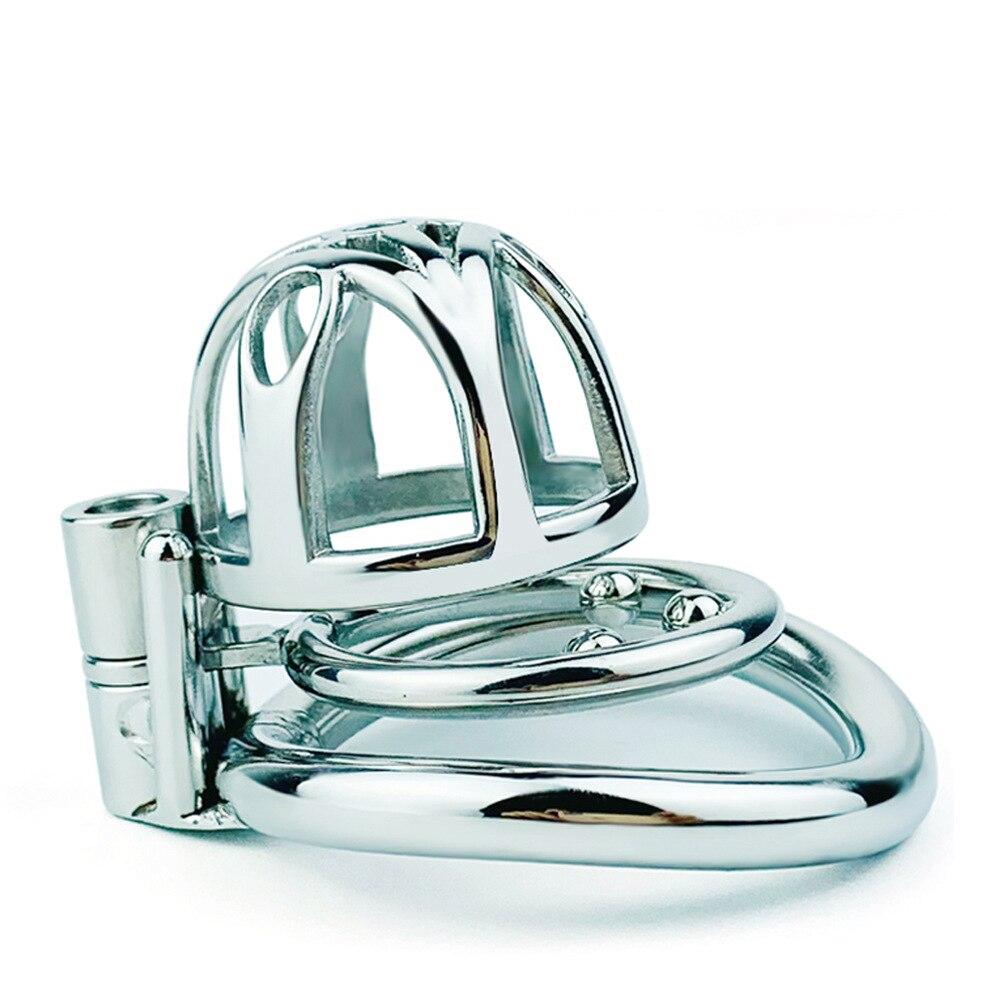 Men's Metal CB Lock Short Penis Lock Chastity Lock with Anti-Disconnection Ring Sex Toys Stainless Steel Cock Rings