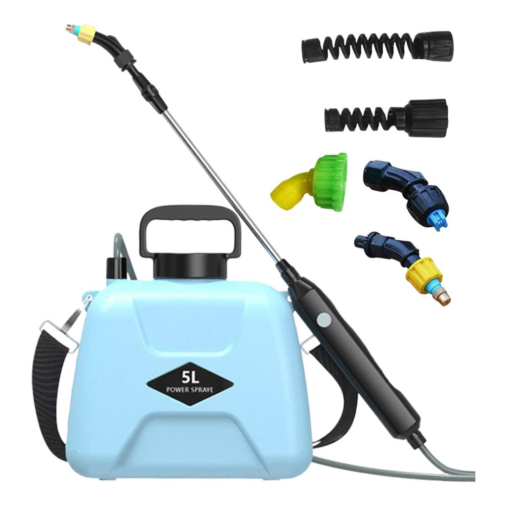 5L Battery Powered Sprayer with 3 Mist Nozzles Rechargeable Retractable Wand Garden Sprayer with Shoulder Strap for Gardening