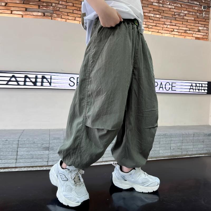 

Мальчиковые брюки Лето 2025 Новые Детские Летние Брюки от комаров из ледяного шелка Тонкий стиль Брюки для больших детей Летние Стильные 170 зелёный