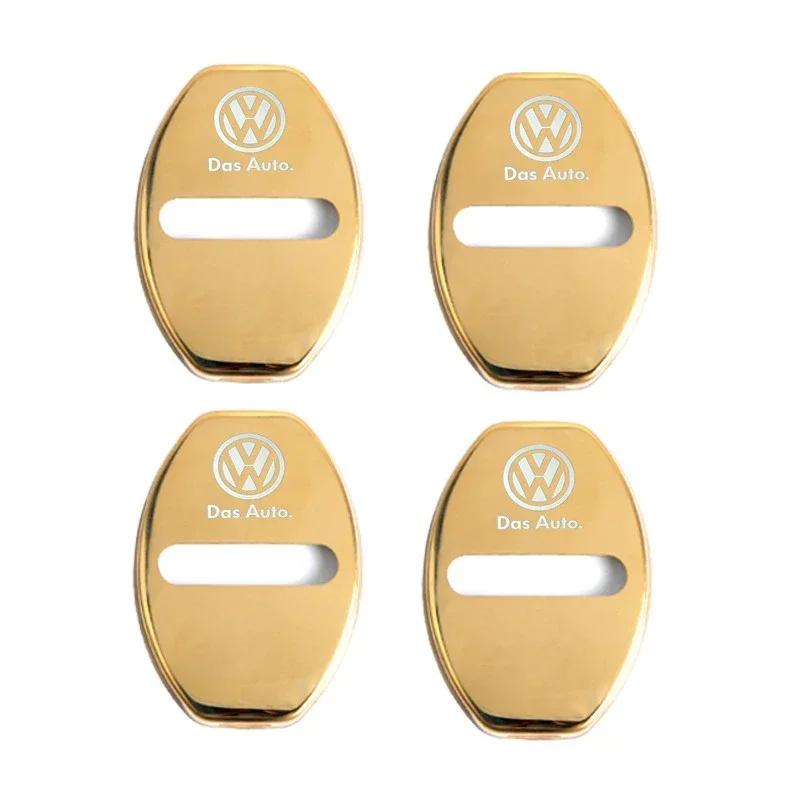 Dla VOLKSWAGEN VW 4 szt. Aluminiowe Nakładki na Zamki Drzwi Samochodowe Naklejki Ochronne dla Volkswagen Passat Touareg Tiguan Golf Bora Jetta
