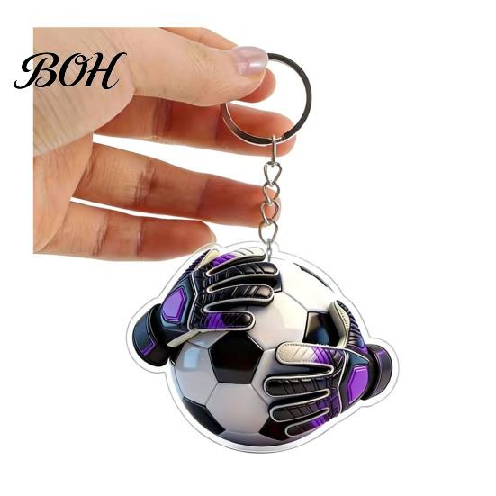 Soccer Fan Keychain Pendant, Football Goalkeeper Gloves Ball Design Key Chain, Glove Keyring Holder Realistic Sports Accessory for Fans Backpack