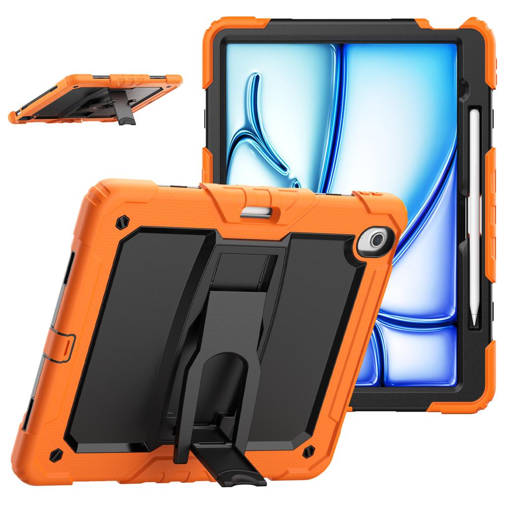 For iPad Air 13 (2025)/(2024) Case PC+Silicone Kickstand Pen Slot Tablet Cover with Shoulder Strap