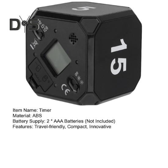 Temporizador de cubo giratorio de 5-15-25-45 minutos con pantalla LED y interruptor deslizante. Temporizador de productividad Pomodoro portátil con vibración y alarma silenciosa para el trabajo, el estudio y la cocina.