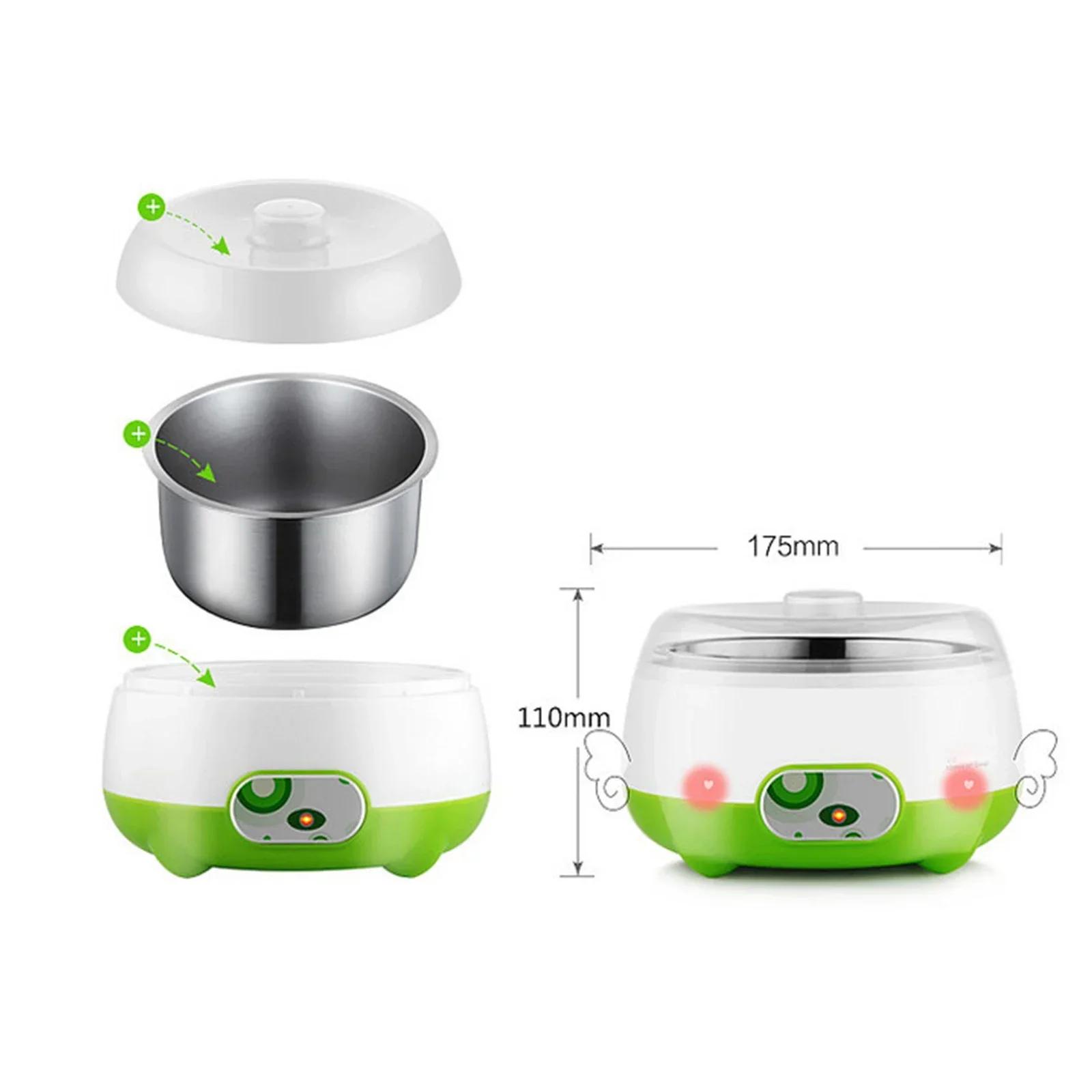 

Stainless steel mini home yogurt maker, 1L Greek yogurt maker with automatic constant temperature, also for rice wine and natto зелений