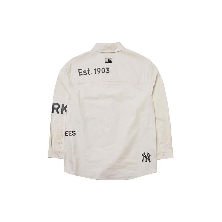 New MLB MLB Basic Logo New York Yankees Shirt Unisex Cream 3AWS00121-50CRS