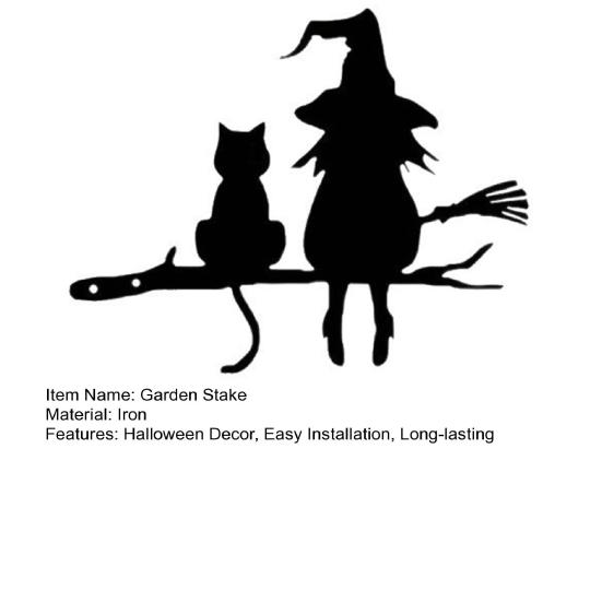 Halloween Garden Stake Witch And Cat Tree Decoration Iron Tree