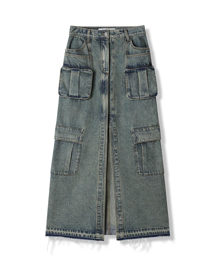 AVANDRESS Evelyn Long Denim Skirt Blue