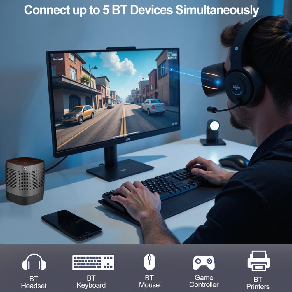 BT 6.0 Adapter Wireless BT Transmitter Receiver Plug and Play Wireless Dongle for PC Speaker Wireless Mouse Keyboard