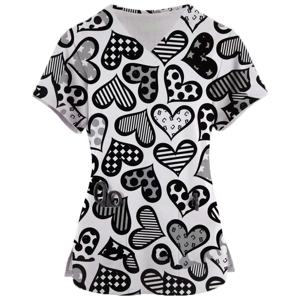 Φορέματα Σπα με Κινούμενα Σχέδια Μπλούζες Ομορφιάς και Υγείας Επαγγελματική Στολή Κομμωτηρίου Γυναικεία Μπλουζάκια