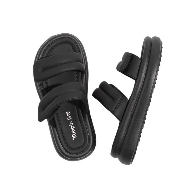 Cool slippers women's summer wear fashion new versatile muffin shoes thick sole height half slippers