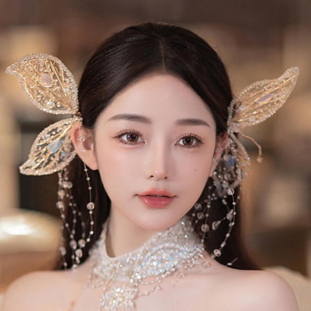 Mori Style Elf Crystal Hair Clip with Butterfly Wings & Tassel – Perfect for Wedding & Photography