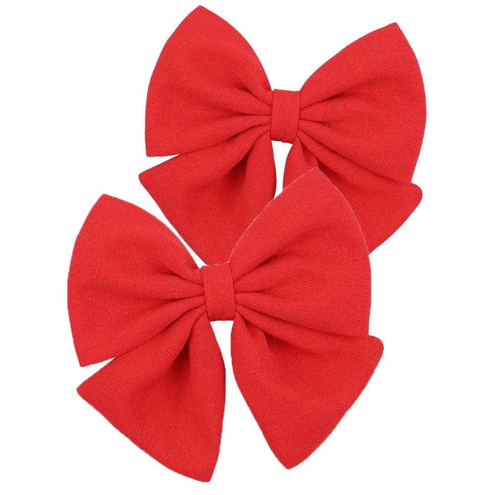2 Pcs/lot Cute Solid Cotton Hair Bows With Clip For Girls Hair Clips Handmade Hairpins Barrettes Headwear Kids Hair Accessories