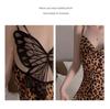 Leopard Print See-Through Nightgown: Sexy Butterfly Spaghetti Strap Loungewear Set for Women