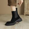 Fashion New Winter Sheep Suede Women Boots Round Toe Chunky Heel Chelsea Boots for Women Platform Short Boots Ladies Shoes Zapatos Mujer