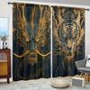 Set Of 2 Golden Dragon Tiger Vivid Curtains Polyester Window Drapes Festival Home Decor Curtain With Rod Pocket Light Blocking
