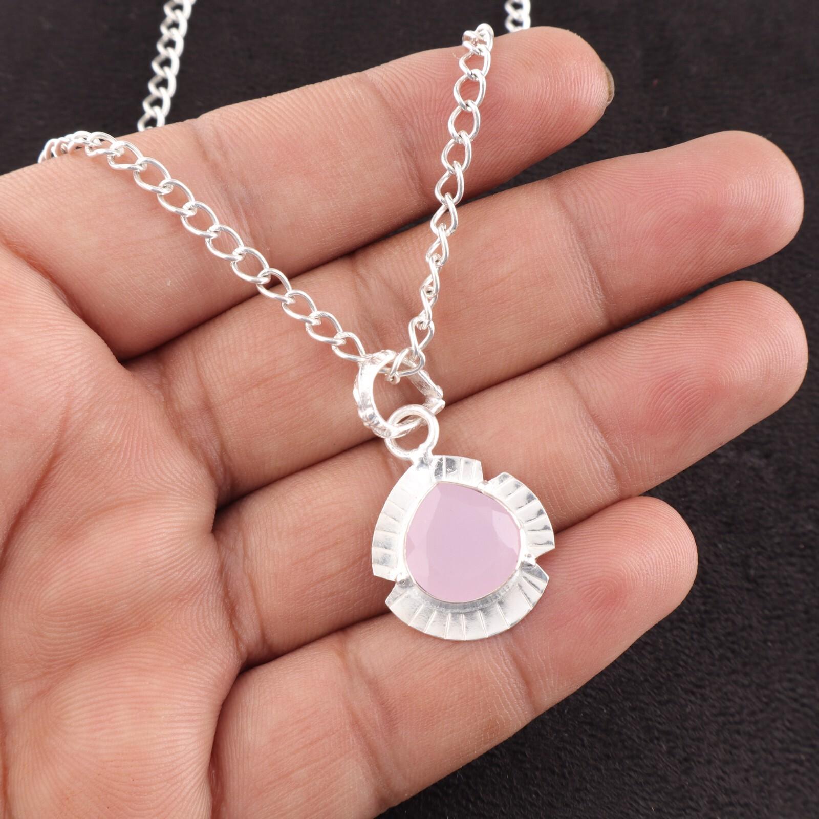 

Rare Rose Chalcedony Gemstone 925Sterling Silver Jewelry Handmade Pendant 1.15 PP-8-18