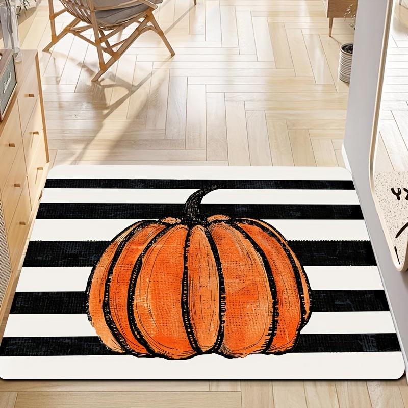 

Halloween Pumpkin Stripe Area Rug - Machine Washable, Polyester, Perfect for Gaming Room, Laundry, Bathroom, Kitchen, Living Roo 40cm x 60cm