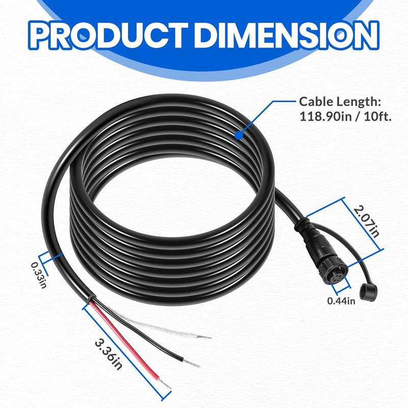 PC 13 Marine-Rated Power Cable W/Twist-Lock Connector (10 Feet) #720110-1 for Humminbird, APEX, XPLORE, MEGA Live Imaging