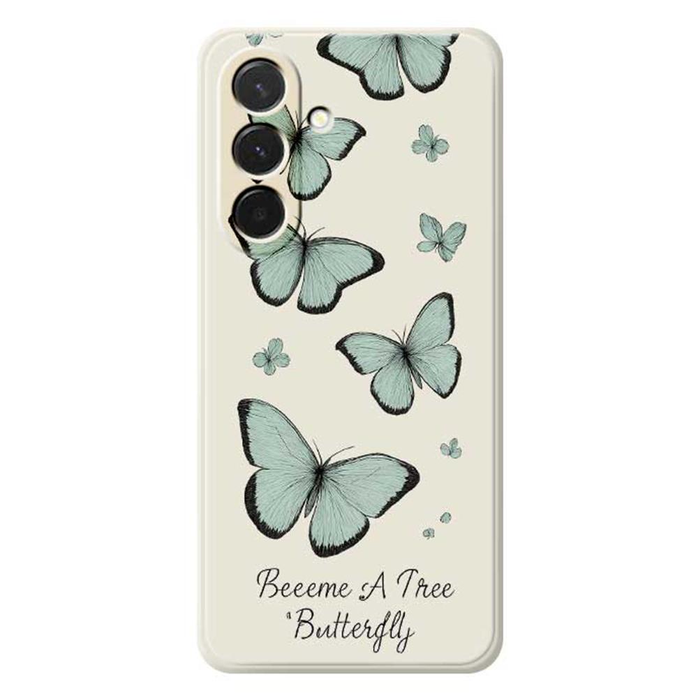 For Samsung Galaxy A36 5G Case Green Butterfly Pattern Printing Straight Edge TPU Phone Back Cover