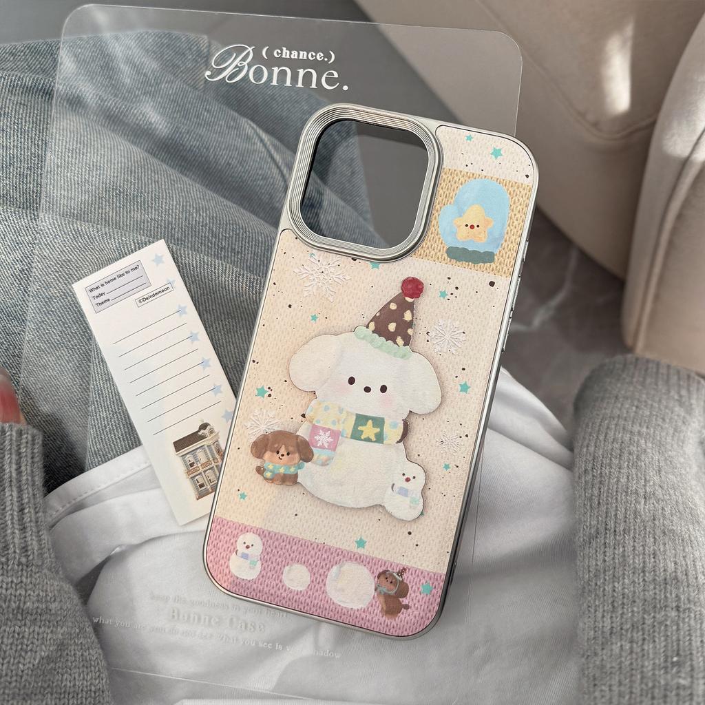 Sweet Girl Puppy Apple 16 Mobile Phone Case 14pro Max Leather Three Dimensional Suitable for IPhone 15 Anti Fall 11 Hard
