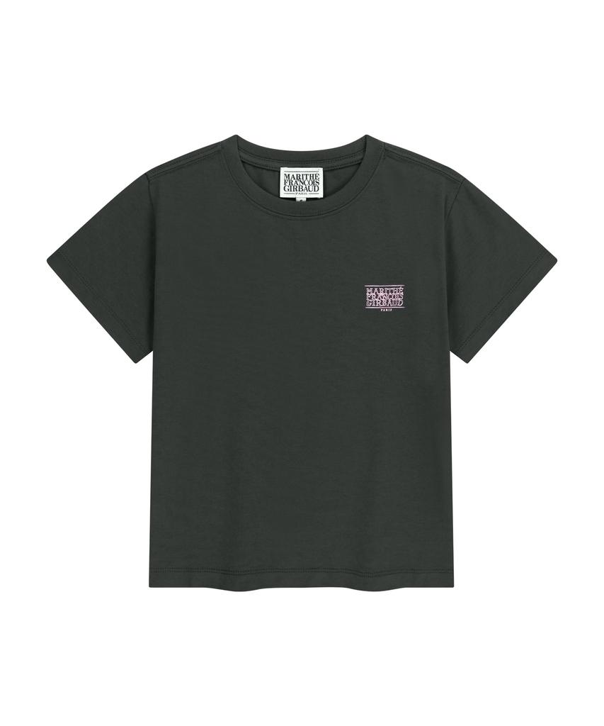 Malittepeulangsowajeobeo W Antique Classic Logo Slim Crop Tee Charcoal