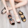Large Size Women's Sandals 2025 Summer New Rubber and Plastic Velcro Flat Sole Middle-aged and Elderly Soft Sole Mother-in-law Sandals Mother Shoes